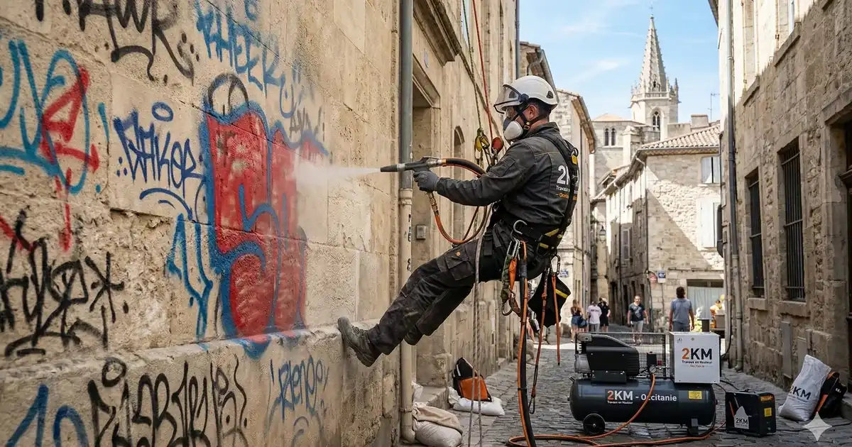 Enlever les Graffitis par Aérogommage